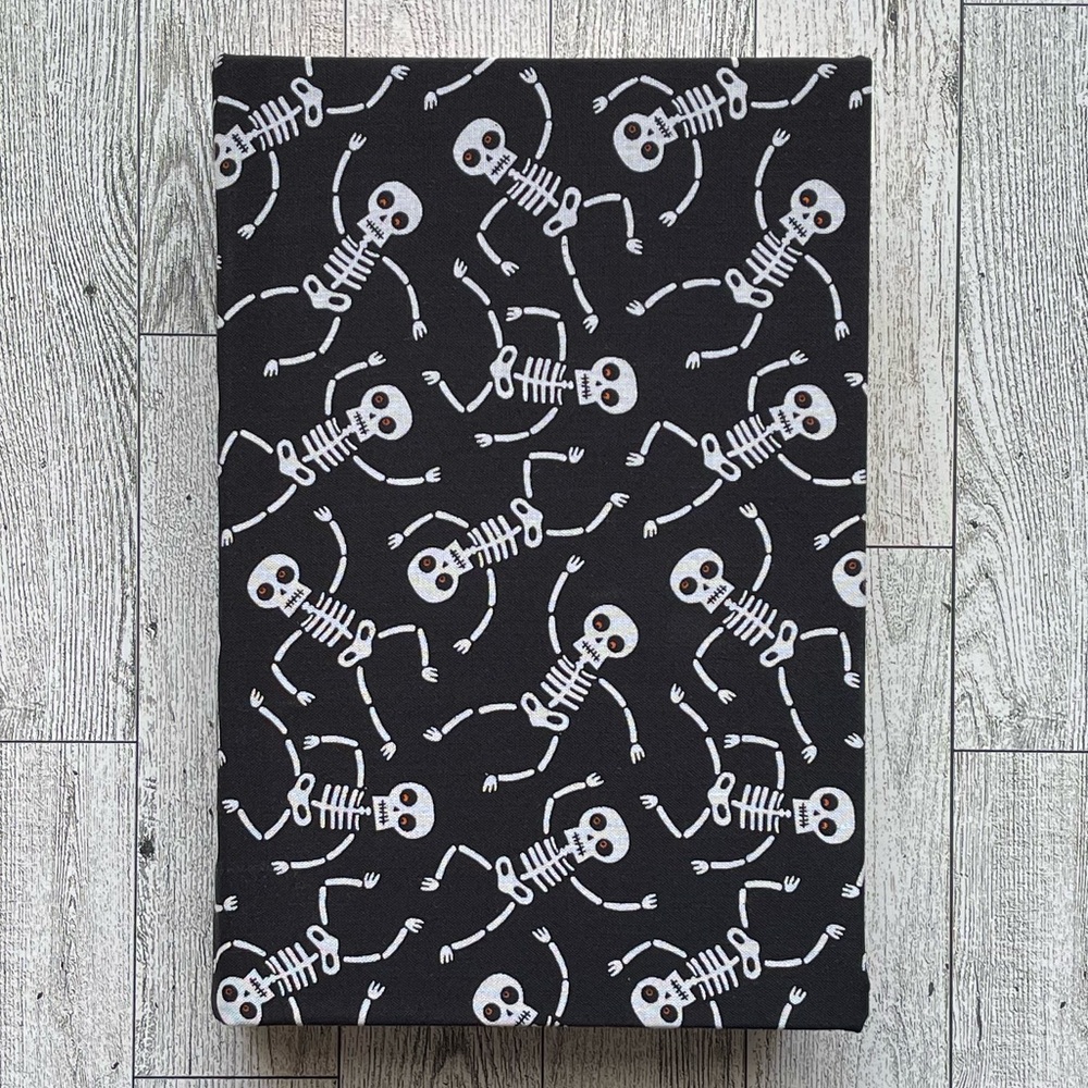 New Halloween Linen Wrapped Decorative Book Skeletons Hand-Wrapped Spooky Decor - Picture 2 of 7